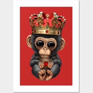 Cute Royal Chimp Wearing Crown Posters and Art